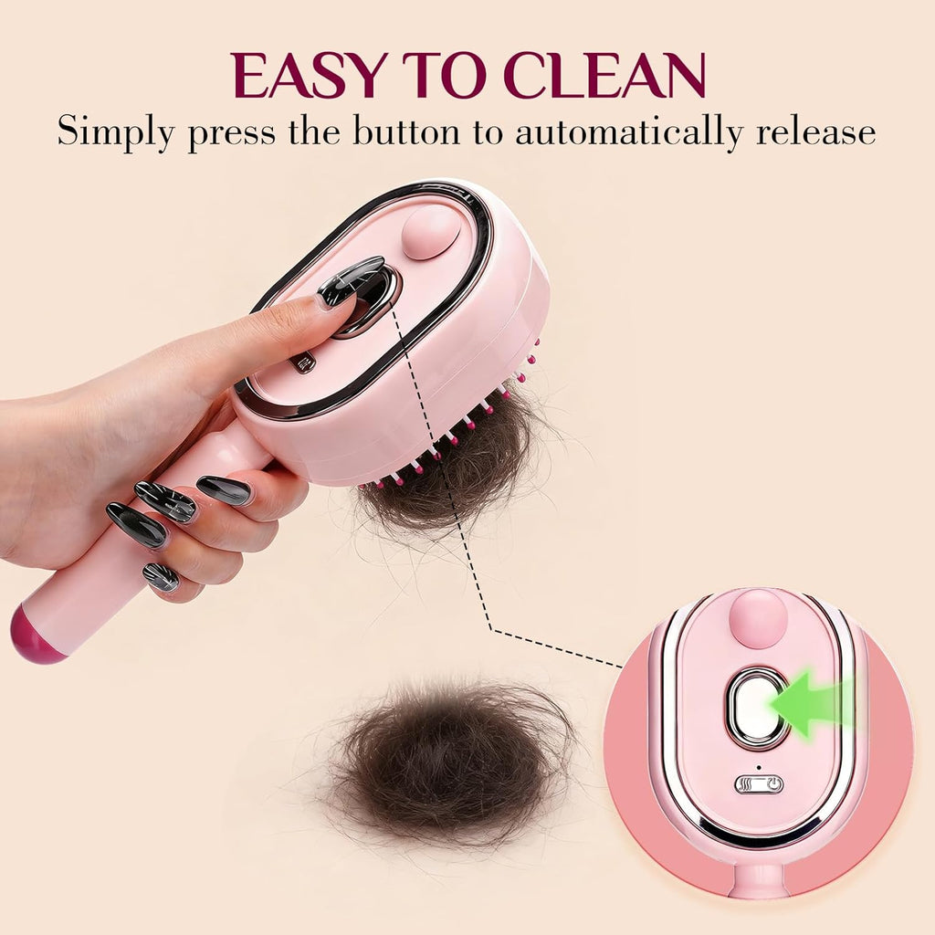 Electric Spray Air Cushion Massage Hair Brush, 2026 Electric Steaming Hair Straightener Brush, Rechargeable Detangling Steam Brushs For Hairs