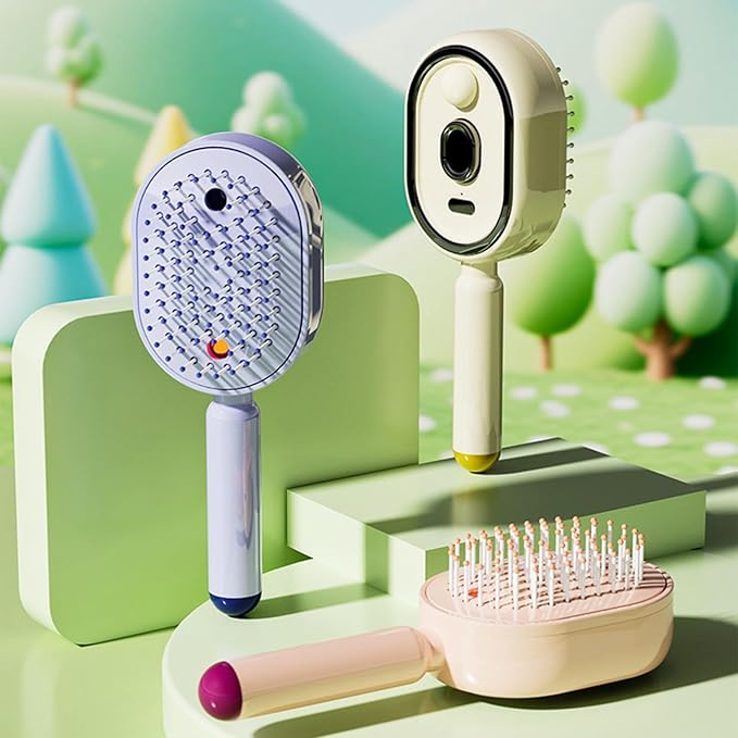 Electric Spray Air Cushion Massage Hair Brush, 2026 Electric Steaming Hair Straightener Brush, Rechargeable Detangling Steam Brushs For Hairs